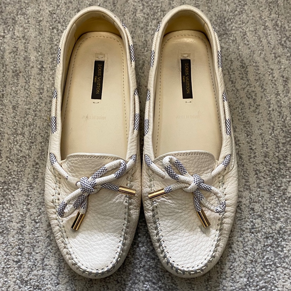 Louis Vuitton Cream Leather Loafers